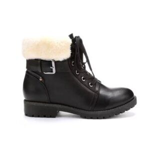 Apres by LAMO Winter Boots Women's Black Leather Faux Fur AW1765 Size 11